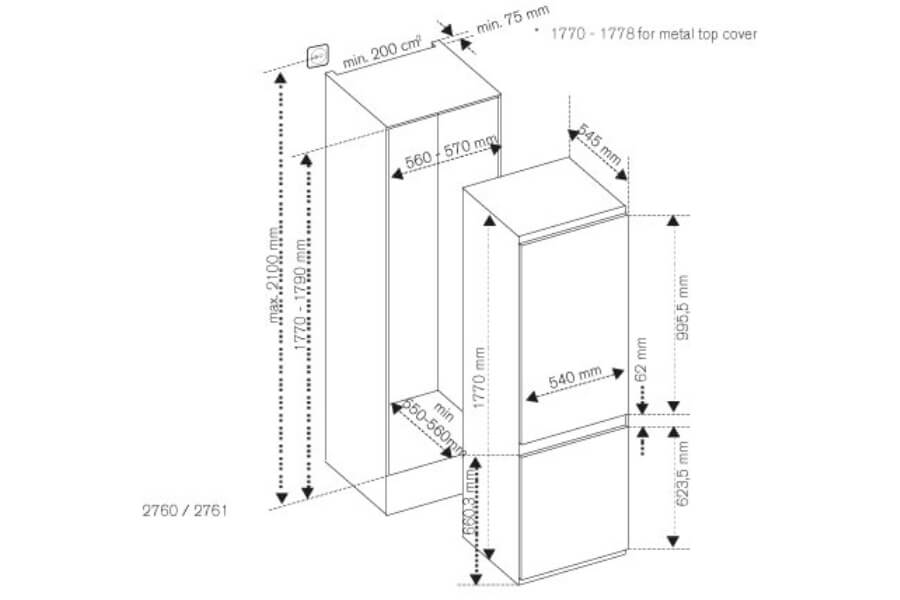 Tủ lạnh âm tủ Bertazzoni REF603BBNPVC/20