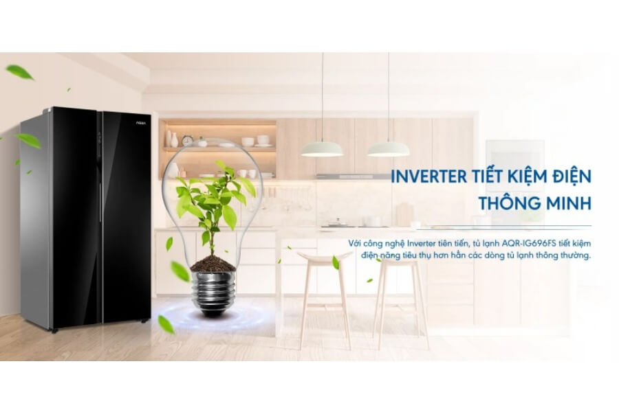 Tủ lạnh Aqua Inverter 602 lít AQR-IG696FS(GB)