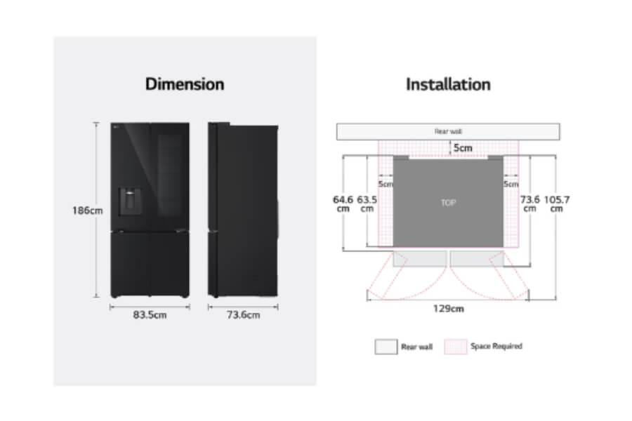 Tủ lạnh LG French Door mặt gương 612L LFD61BLGAI