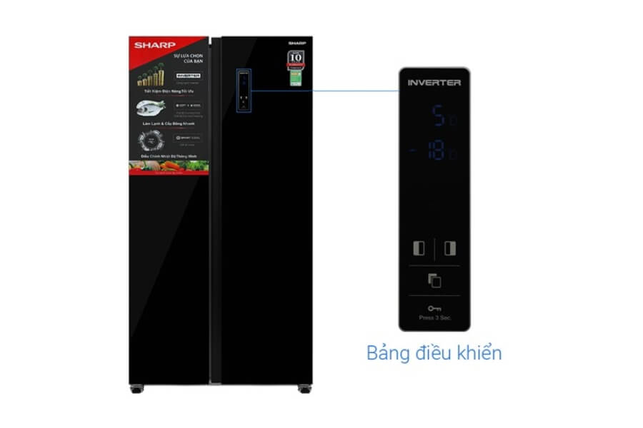 Tủ lạnh Sharp SJ-SBX440VG-BK Side By Side màu đen