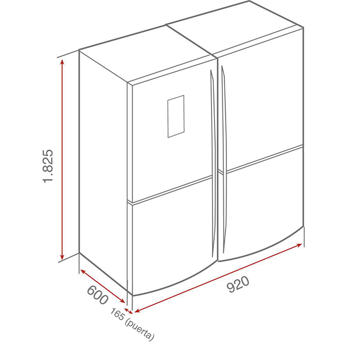 Kích thước lắp đặt của Tủ lạnh side by side Teka NFE-900X