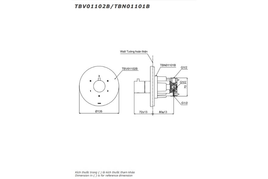 Van chuyển hướng cho sen nhiệt độ Toto TBV01102B/TBN01101B