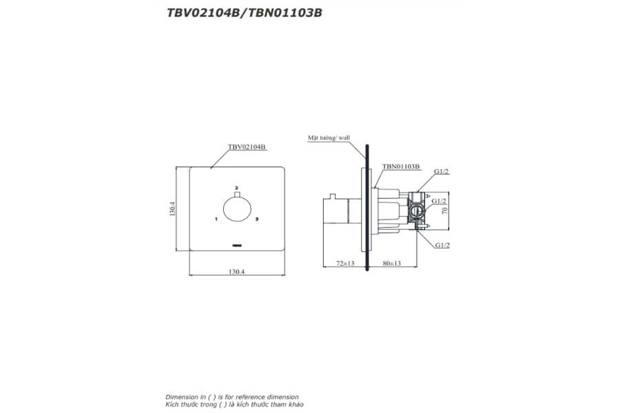 Van điều chỉnh âm tường Toto TBV02104B/TBN01103B