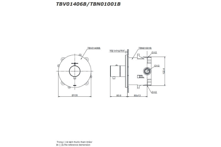 Van điều chỉnh nhiệt độ Toto TBV01406B/TBN01001B