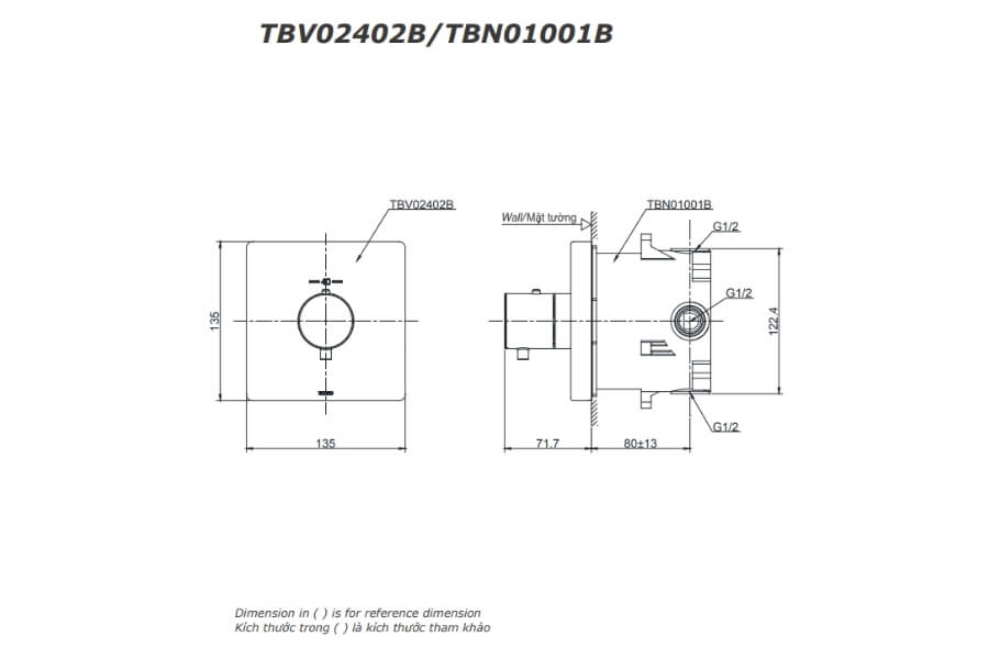 Van điều chỉnh nhiệt độ Toto TBV02402B/TBN01001B