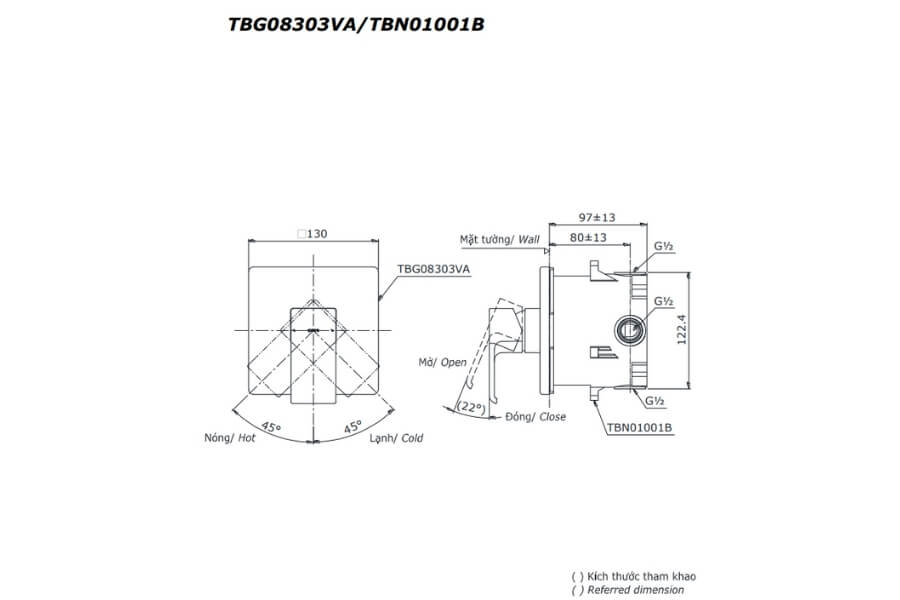 Van gật gù điều chỉnh nóng lạnh GC Toto TBG08303VA/TBN01001B