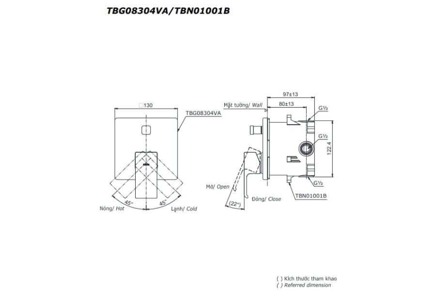 Van gật gù điều chỉnh nóng lạnh GC Toto TBG08304VA/TBN01001B