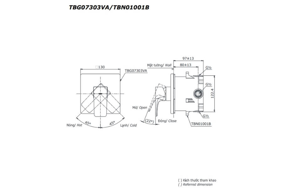 Van gật gù điều chỉnh nóng lạnh GE Toto TBG07303VA/TBN01001B