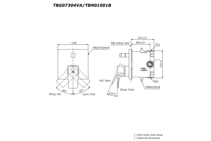 Van gật gù điều chỉnh nóng lạnh GE Toto TBG07304VA/TBN01001B