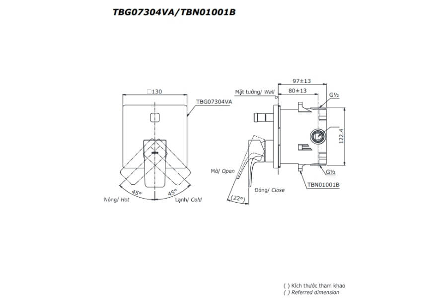 Van gật gù điều chỉnh nóng lạnh GE Toto TBG07304V/TBN01001B