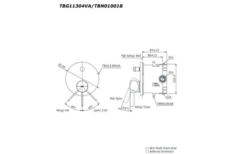 Van gật gù điều chỉnh nóng lạnh GF Toto TBG11304VA/TBN01001B