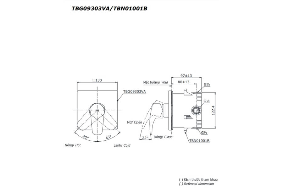 Van gật gù điều chỉnh nóng lạnh GM Toto TBG09303VA/TBN01001B