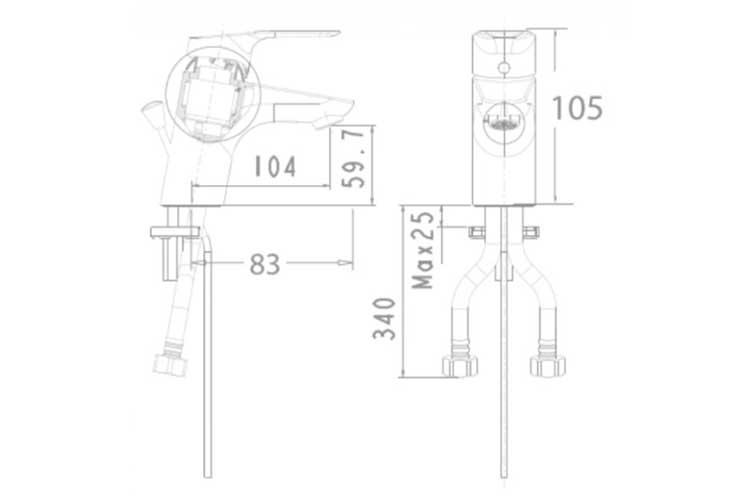 Vòi lavabo nóng lạnh Cygnet American Standard WF-0301