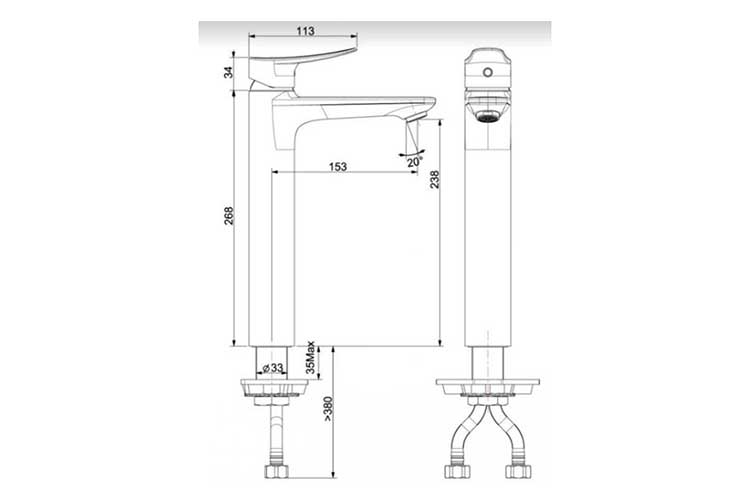 Vòi lavabo nóng lạnh cao cổ Milanno American Standard WF-0902