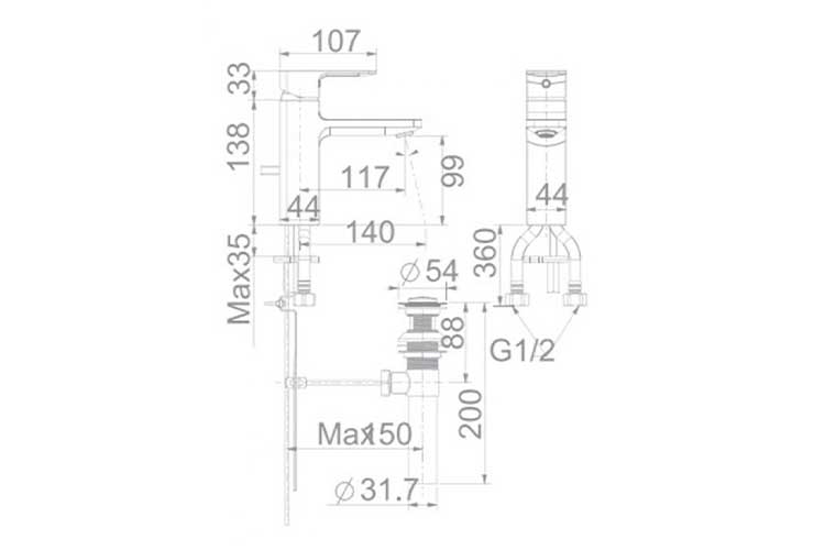 Vòi lavabo nóng lạnh Acacia E American Standard WF-1301