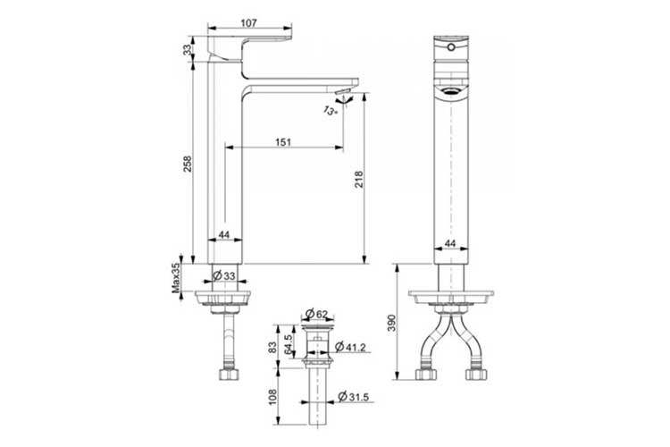 Vòi lavabo Acacia E cao cổ nóng lạnh American Standard WF-1302