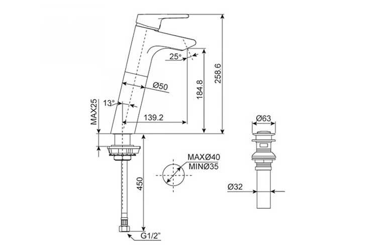 Vòi lavabo cao cổ nóng lạnh American Standard WF-3902