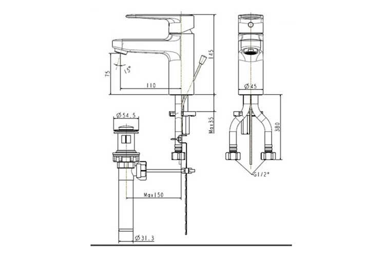 Vòi lavabo Codie nóng lạnh American Standard WF-B201