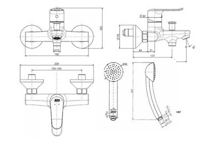 Vòi tắm sen Modern nóng lạnh American Standard WF-0711