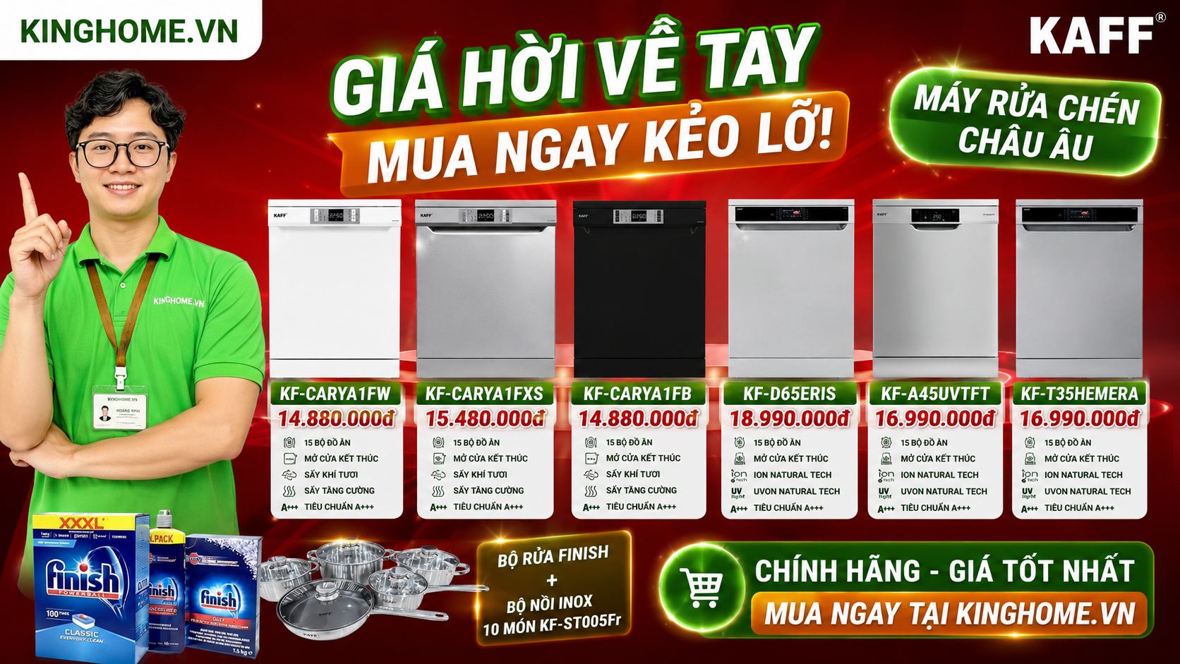 'Cơ hội vàng' sở hữu máy rửa chén KAFF với ưu đãi KHỦNG