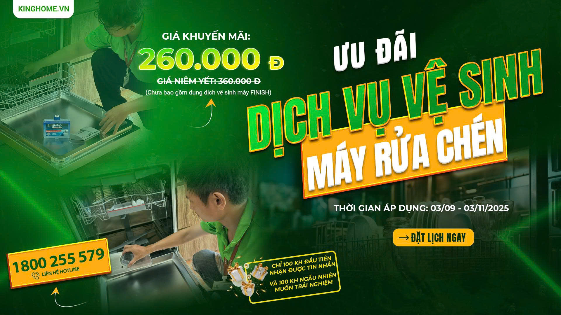Dịch vụ vệ sinh máy rửa chén bát chỉ với 260K!