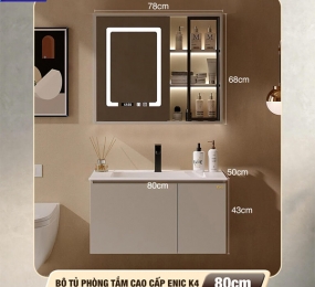 Bộ tủ phòng tắm cao cấp Enic K4 – Lavabo đá mịn
