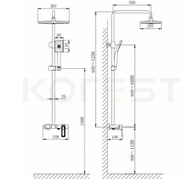 Bộ sen tắm cây cao cấp Korest K1224G