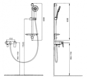 Bộ sen tắm thanh trượt Korest K3101