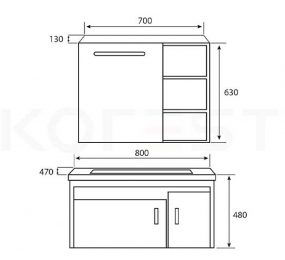 Bộ tủ chậu lavabo cao cấp Korest CKR-TC8119