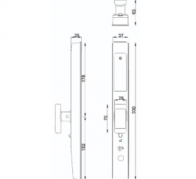 Khóa cửa nhôm điện tử Hubert HB CN39 STYLE B - BLACK