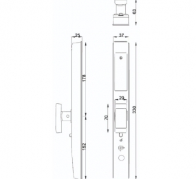 Khóa cửa nhôm điện tử Hubert HB CN39 STYLE B - SILVER GRAY