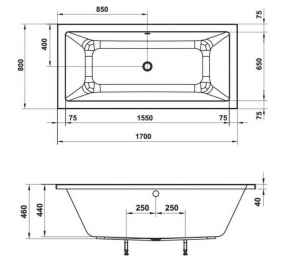 Bồn tắm âm hình chữ nhật Nagoya 1700 Hafele 588.79.602