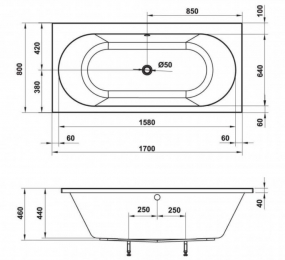 Bồn tắm âm hình bầu dục Nagoya 1700 Hafele 588.79.600