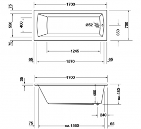 Bồn tắm âm Daro 1700 Duravit 588.45.370