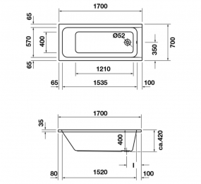 Bồn tắm âm D-code 1700 Duravit 588.45.646