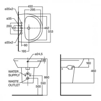 Chậu rửa treo tường American Standard 0953-WT/0712-WT