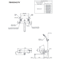 Bộ sen tắm nhiệt độ Toto TBV03427V/TBW01010A