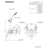 Bộ sen tắm nóng lạnh GM Toto TBG09302VA/TBW03002B