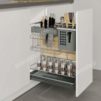 Giá dao thớt nan dẹt inox mờ  ray giảm chấn Eurogold EP20 (EPD5220 - EPD5220VX)