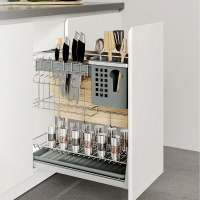 Giá dao thớt nan dẹt inox mờ, ray giảm chấn Eurogold EP35F (EPD5635 - EPD5635VX)