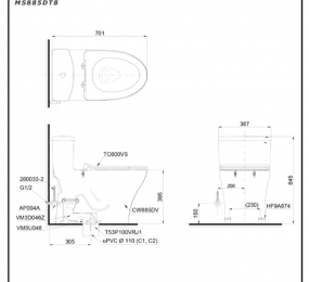 Bàn cầu một khối TOTO MS636DT8