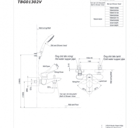 Bộ sen tắm nóng lạnh Toto TBG01302V/DGH108ZR