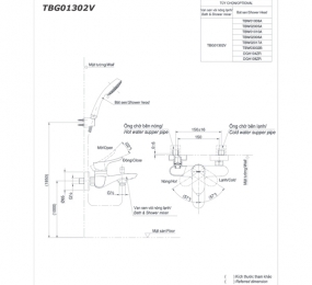 Bộ sen tắm nóng lạnh Toto TBG01302V/TBW01010A