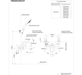 Bộ sen tắm nóng lạnh Toto TBG04302V/TBW02006A