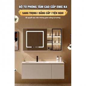 Bộ tủ phòng tắm cao cấp Enic K4 – Lavabo Sứ- 100cm 