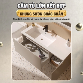 Bộ tủ phòng tắm cao cấp Enic K4 – Lavabo Sứ- 100cm 