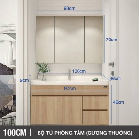 Bộ tủ phòng tắm thông minh Enic ST01 - 100cm - Gương Thường