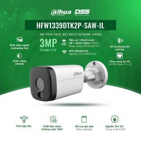 Camera Wifi Dahua DH-IPC-HFW1339DTK2-SAW-IL 3MP