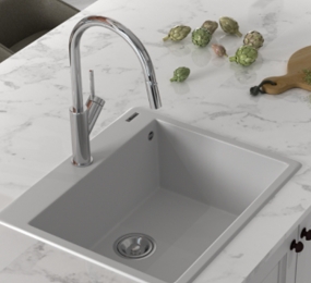 Chậu rửa chén Konox Granite Sink Ruvita 680 – White Silver