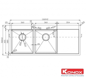Chậu rửa chén Konox Workstation Sink – Topmount Sink KN11650TD